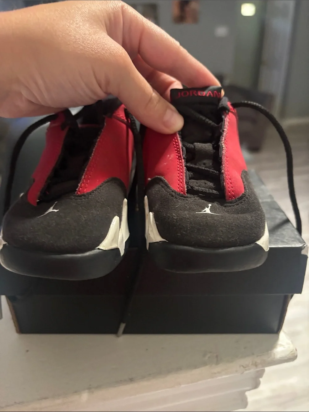 Jordan Kids Red and Black Low-Top Sneakers